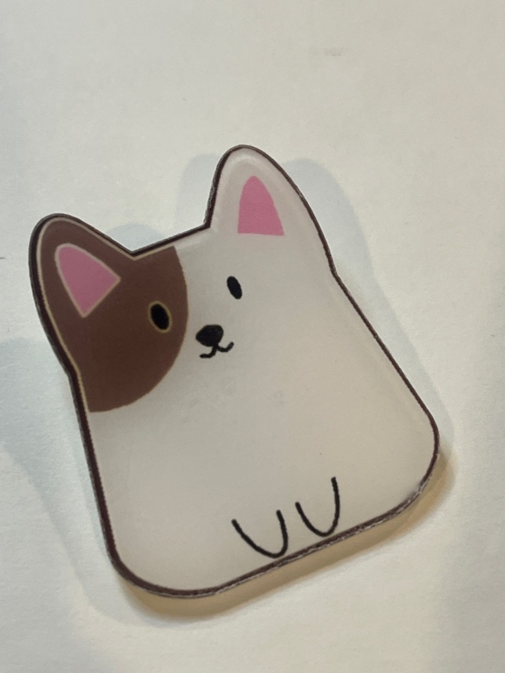 Cute White & Brown Dog-shaped Brooch/ Pin - Picture 3 of 4